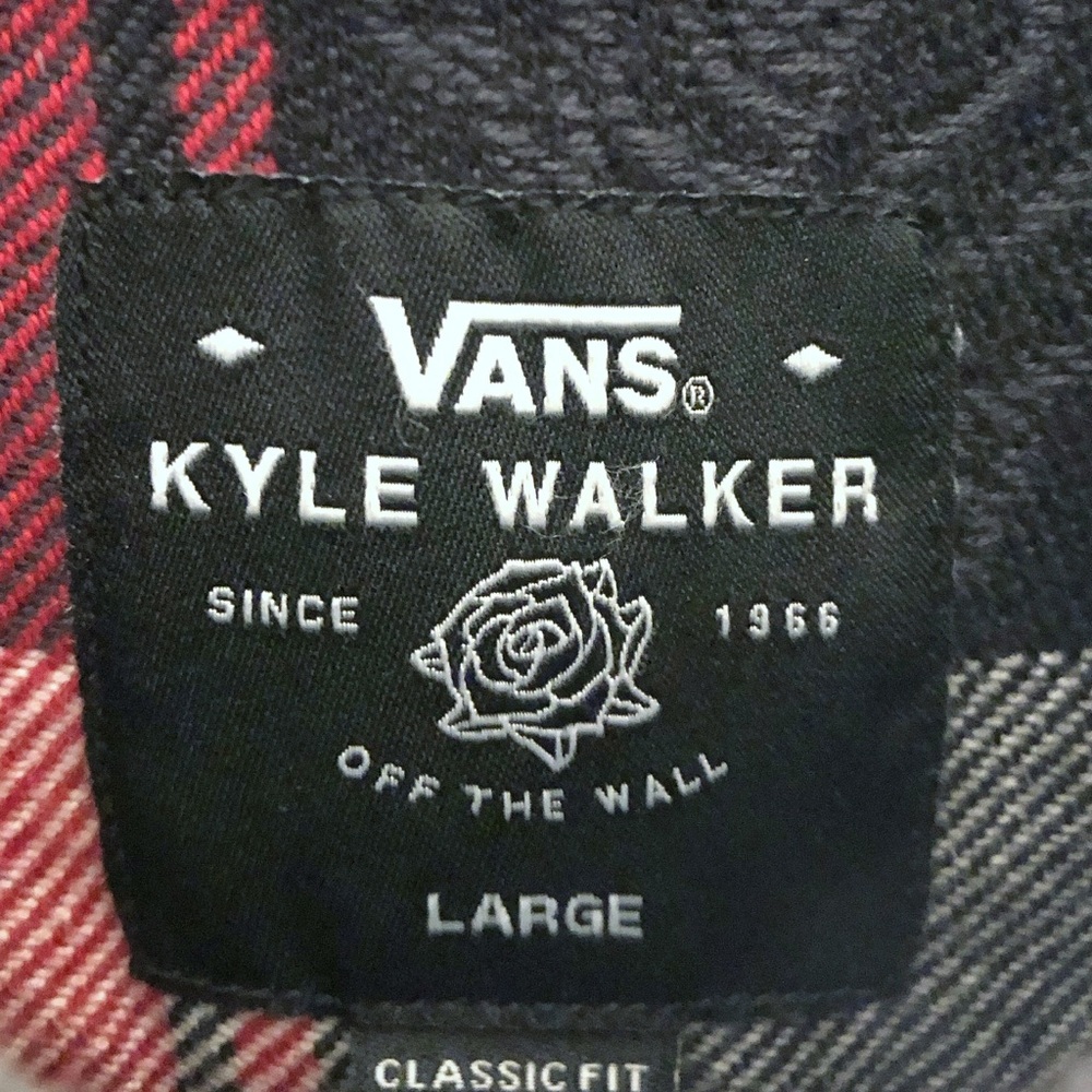 NWOT Vans Kyle Walker Jacquard Rose Heavy Flannel Classic Fit Large - Picture 5 of 5